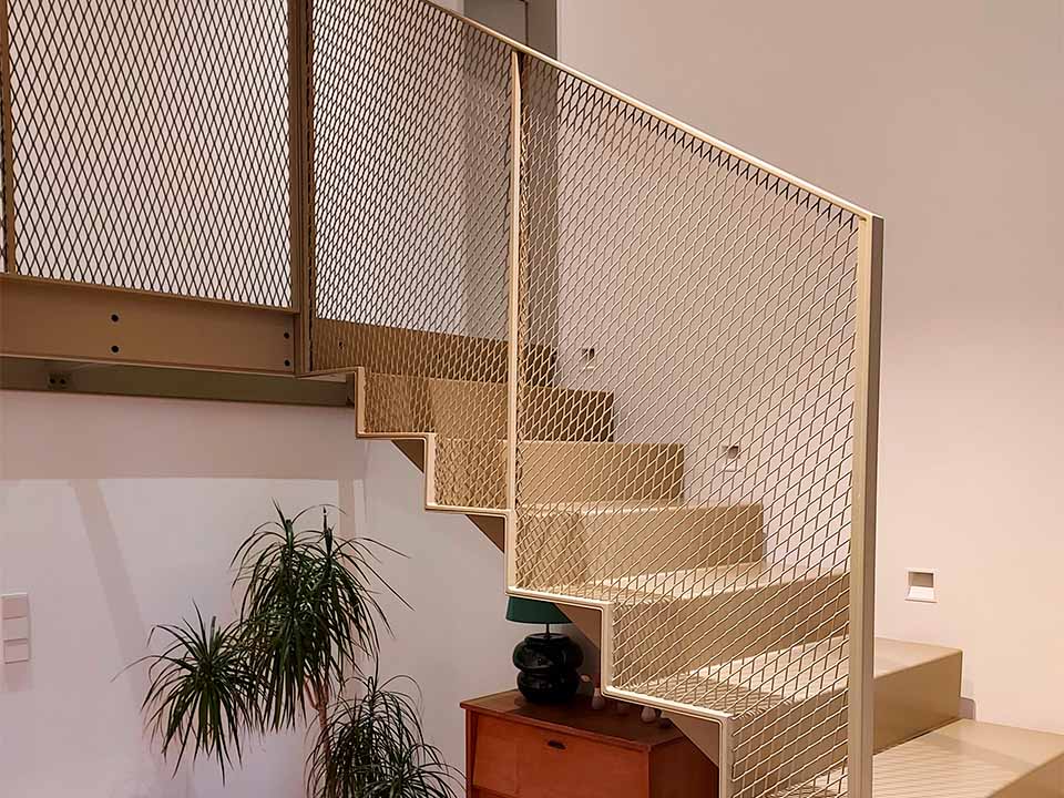 Sethial garde corps acier 3 garde corps en acier beige pour escalier intérieur de maison