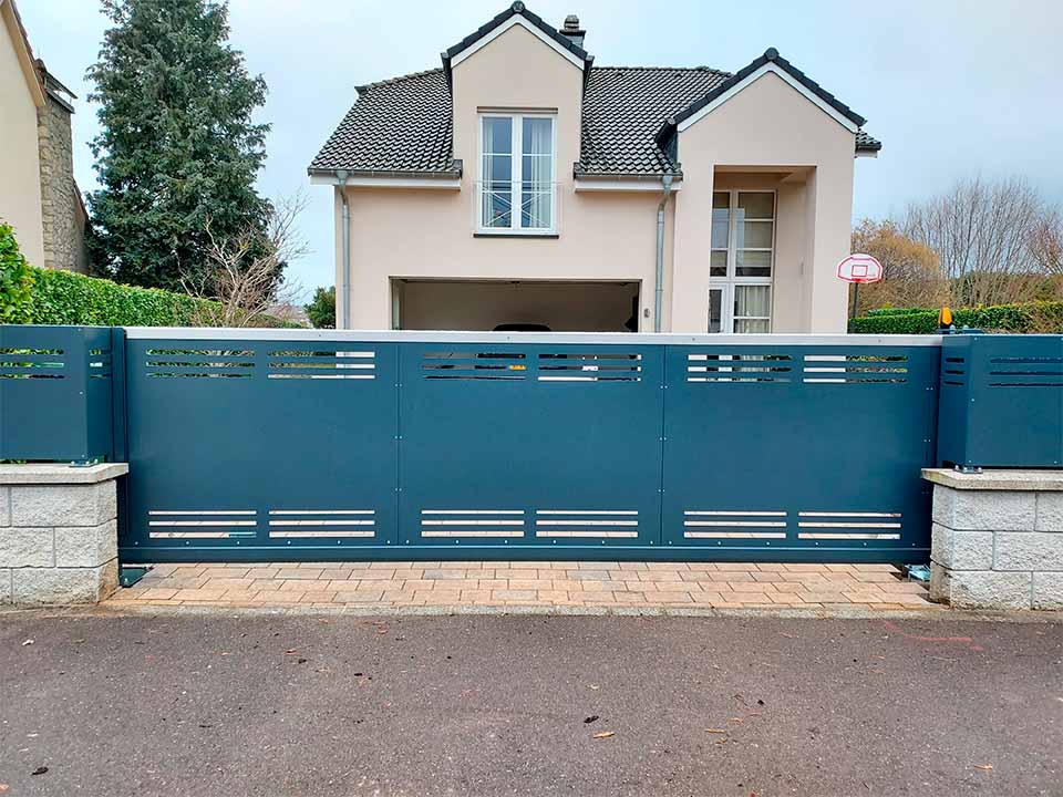 Sethial portail 2 portail en métal bleu pour entrée de maison